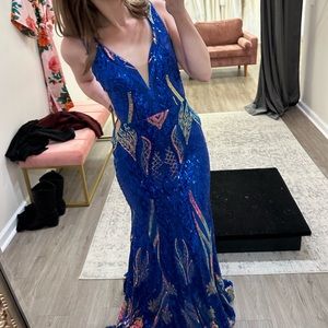 Nox Anabel R1402 Royal Blue Sequin Prom Dress